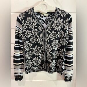💙 NEVE DESIGNS – Wool Floral & Striped Cardigan (S/M)